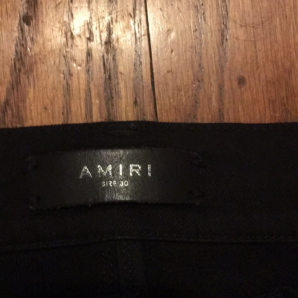 Greetings I’m advertising Size 30 Amiri All Black with Brown patches